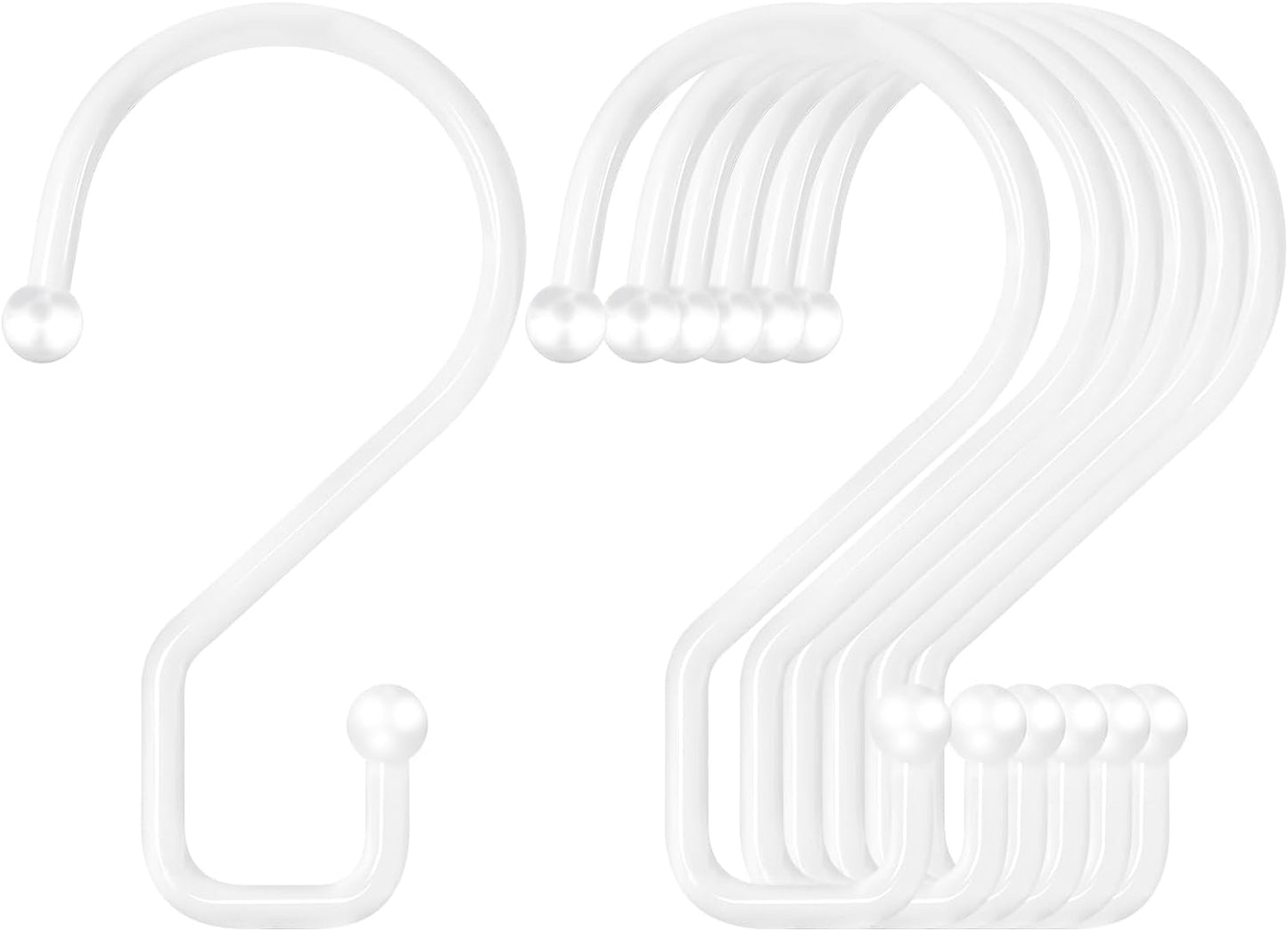 S Hooks, Small Metal S Hanging Hooks with 2 Shapes, Reversible, Heavy Duty, 3 Inch, White, 12 Pcs