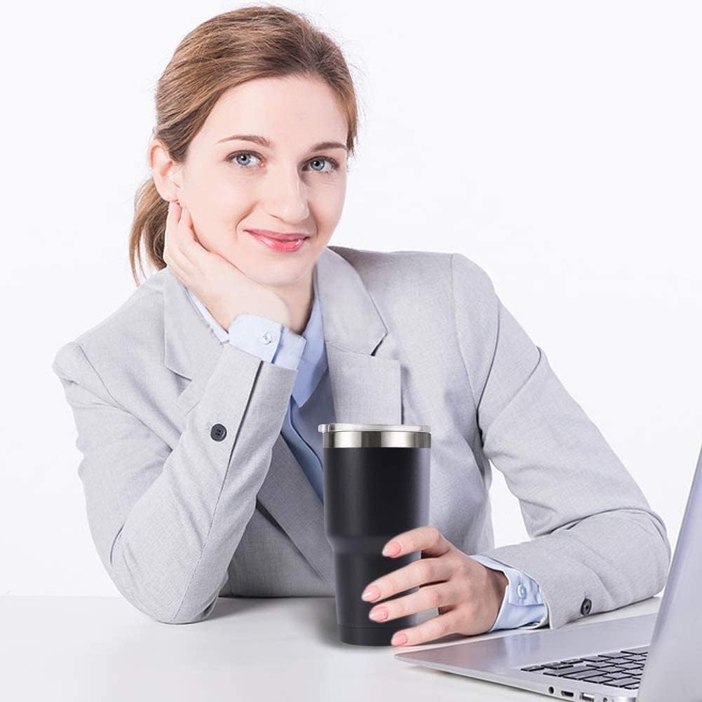 30oz Stainless Steel Travel Mug with Lid, 16 Pack Double Wall Vacuum Insulated Bulk Tumbler, Powder Coated Coffee Cup Suitable for Vehicle Cup Holders (Black)