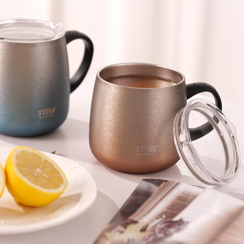 TYESO Office Coffee Mug,Vacuum Insulated Mug Double Wall Stainless Steel Cup (Rose Gold, 12 oz)