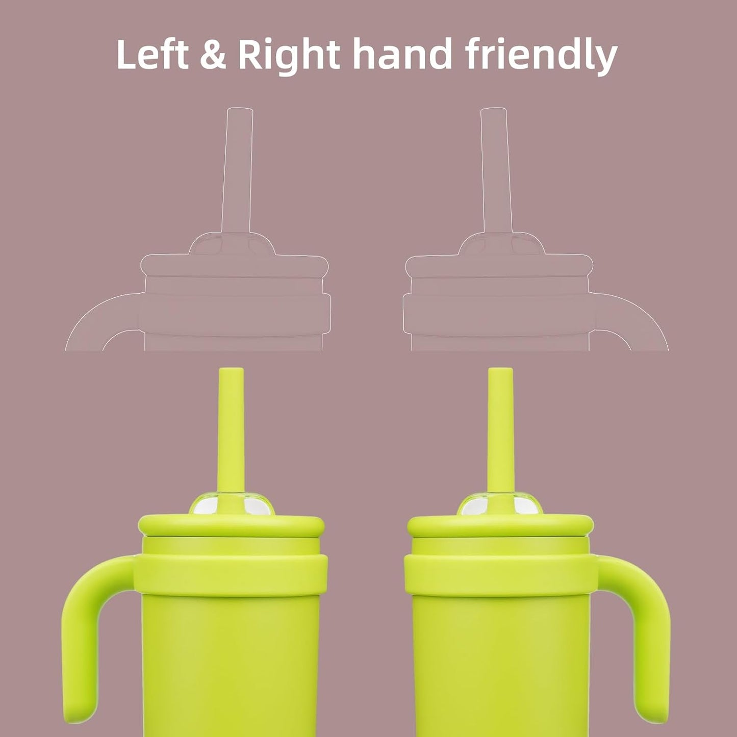 14 oz Tumbler with Side Handle, Insulated Water Bottle with Straw and 2 in 1 Lid, Stainless Steel Cup Travel Coffee Mug for Sports Office Gym,Green