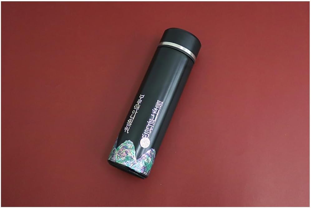 Mother of Pearl Design Stainless Steel Water Bottle with Tea Infuser Strainer 17 oz Leakproof Screw Cap Wide Mouth Double Wall Vacuum Insulated Travel Sport Water Flask Thermo Mug (Hangeul Black)