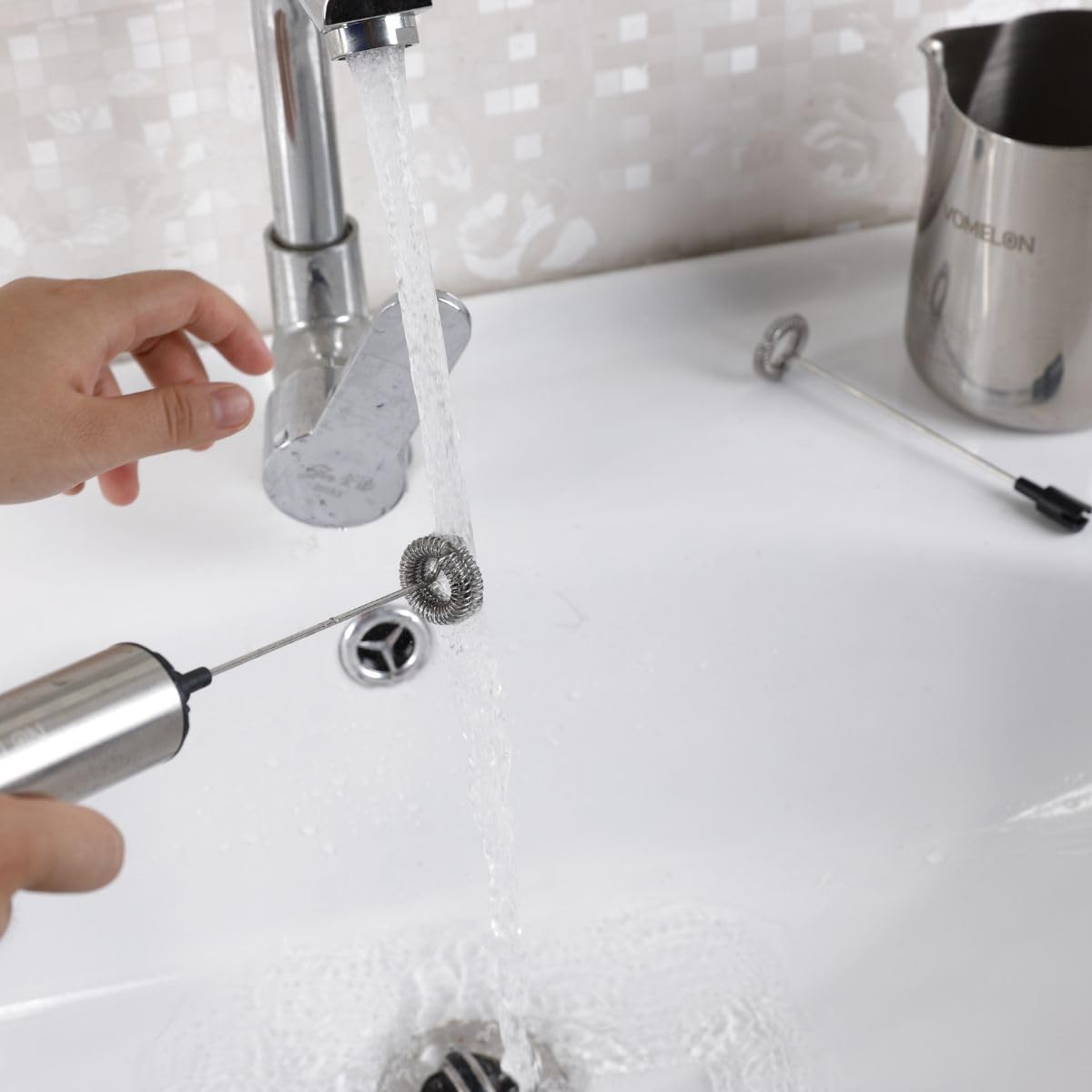 Milk Frother,Rechargeable 3 Speed Electric Coffee Foamer for Travel, Handheld Drink Mixer for Latte, Cappuccino, Coffee, Eggs, Hot Chocolate, Protein,Silver