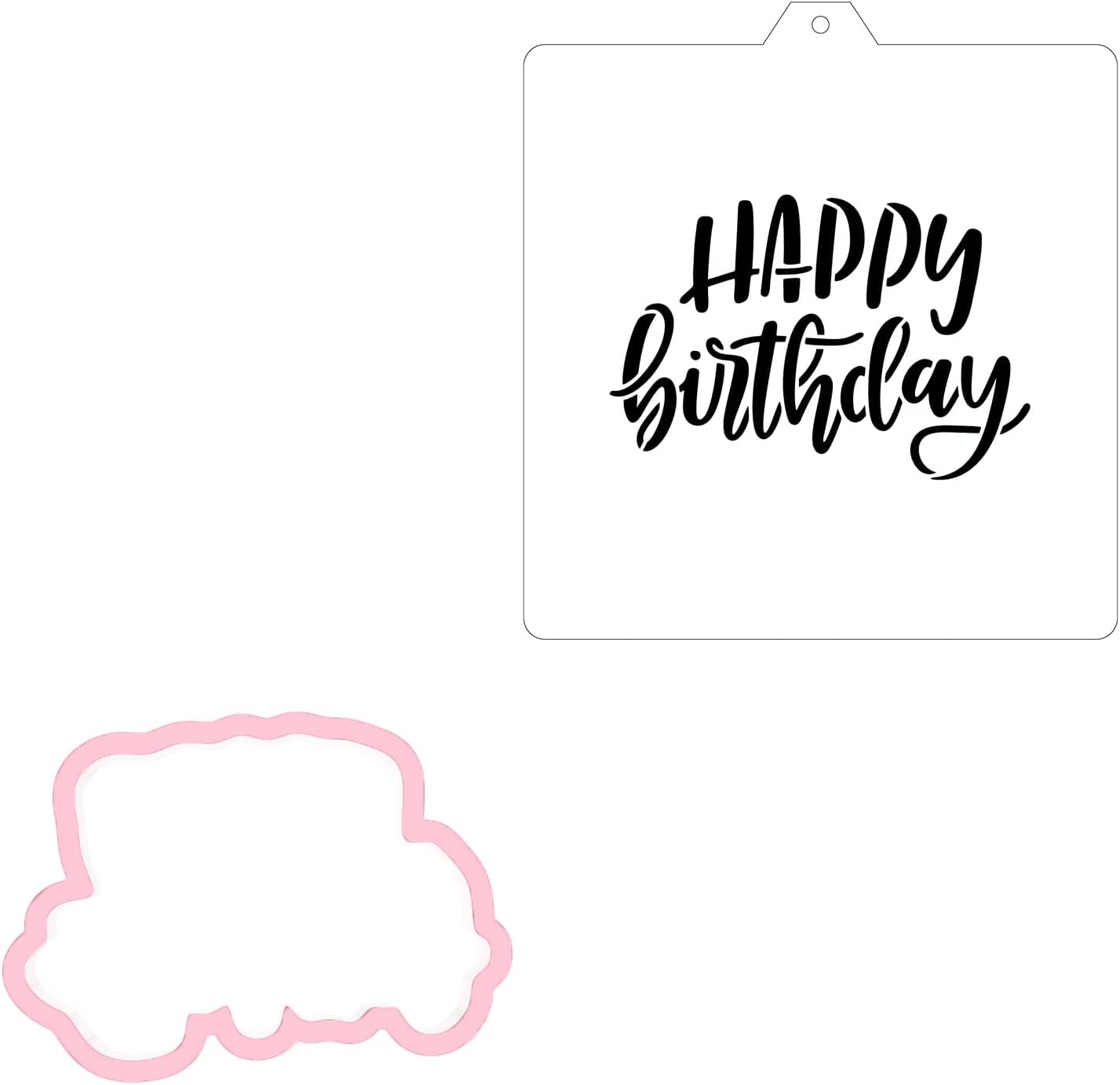 Cookie cutter and stencil set Baking stencils and cutters bundle DIY bakery decorating kit Cookie cutter with stencils Icing stencil and cookie cutter combo(Happy Birthday Set)