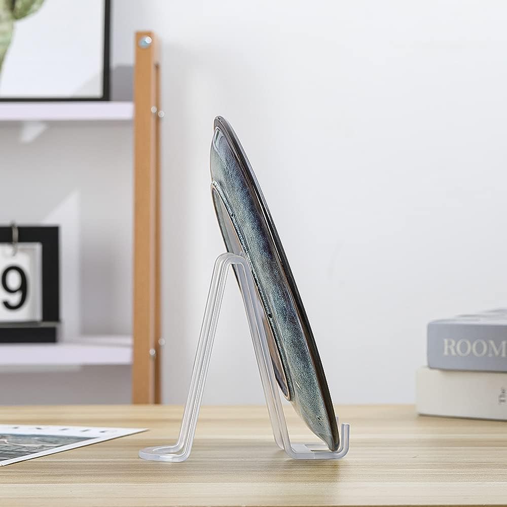 Plate Stands for Display - Plastic Easel Stand Plate Holder Display Stand Picture Frame Stand for Pictures | Photo|Decorative Plate |Dish | Tabletop Art - 6 inch-Clear