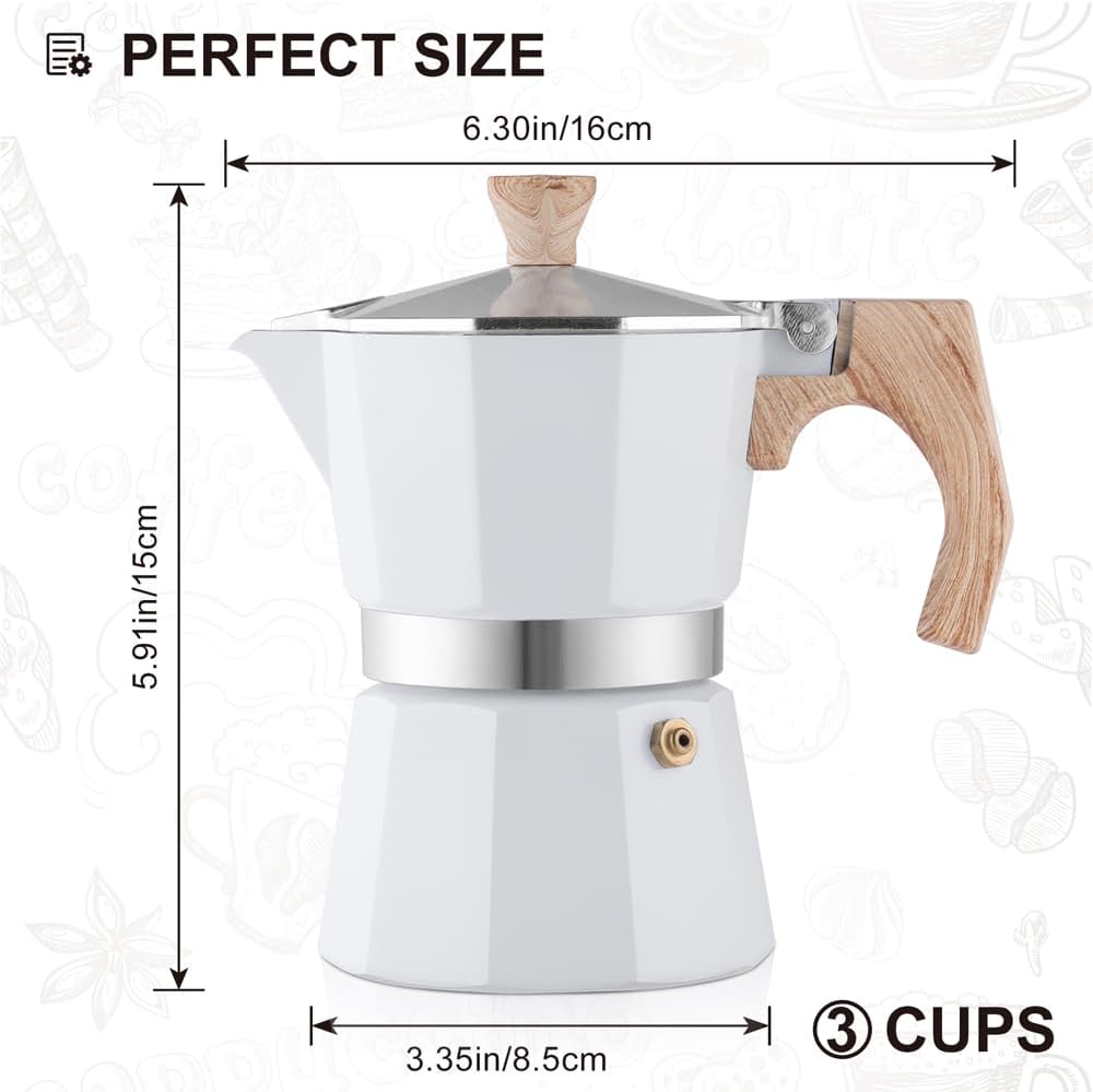 wedrink Stovetop Espresso Maker 3 Cups Moka Pot Cuban Coffee Maker Stovetop Coffee Maker Moka Italian Espresso(150ml)