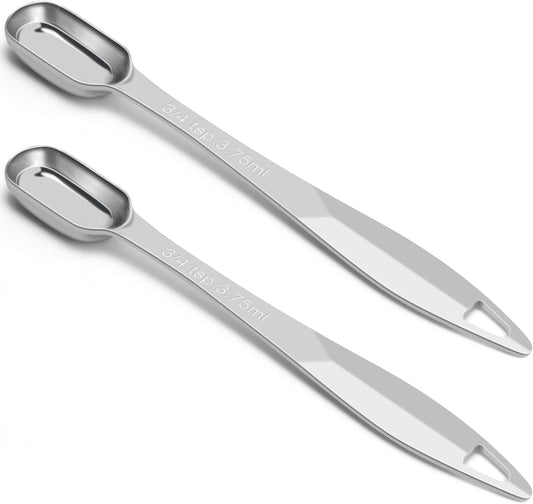 2 Pcs 3/4 Teaspoon(| 3.75 mL | 3/4 Tsp | 1/4 Tbsp | 3.75 cc | 1/8 oz) Stainless Steel Single Measuring Spoon, Long Handle Metal Measuring Spoon, Kitchen Gadgets for Cooking & Baking
