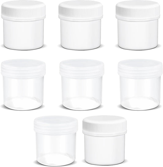 TSA Approved Wide Mouth Travel Size Containers, PP Clear & White Leak Proof Travel Plastic Jars with Lids for Creams Lotion Cosmetic, Jewelry Beads, Sample, Small Items Storage (1 oz, 8 Pcs)