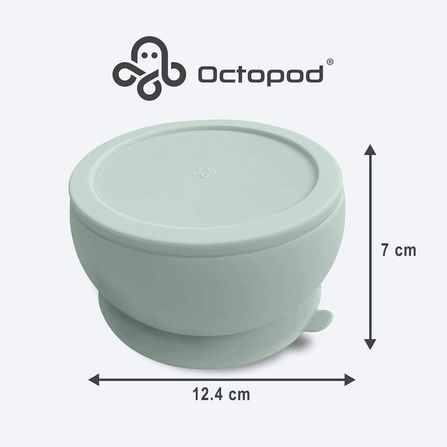 Octopod Silicone Baby Suction Bowl With Lid - Toddler & Baby Bowls, Baby Food Containers, Spill Proof Bowls For Toddlers, Suction Baby Bowls W/Lids, Food Grade Silicone Bowls For Babies (Sage Green)