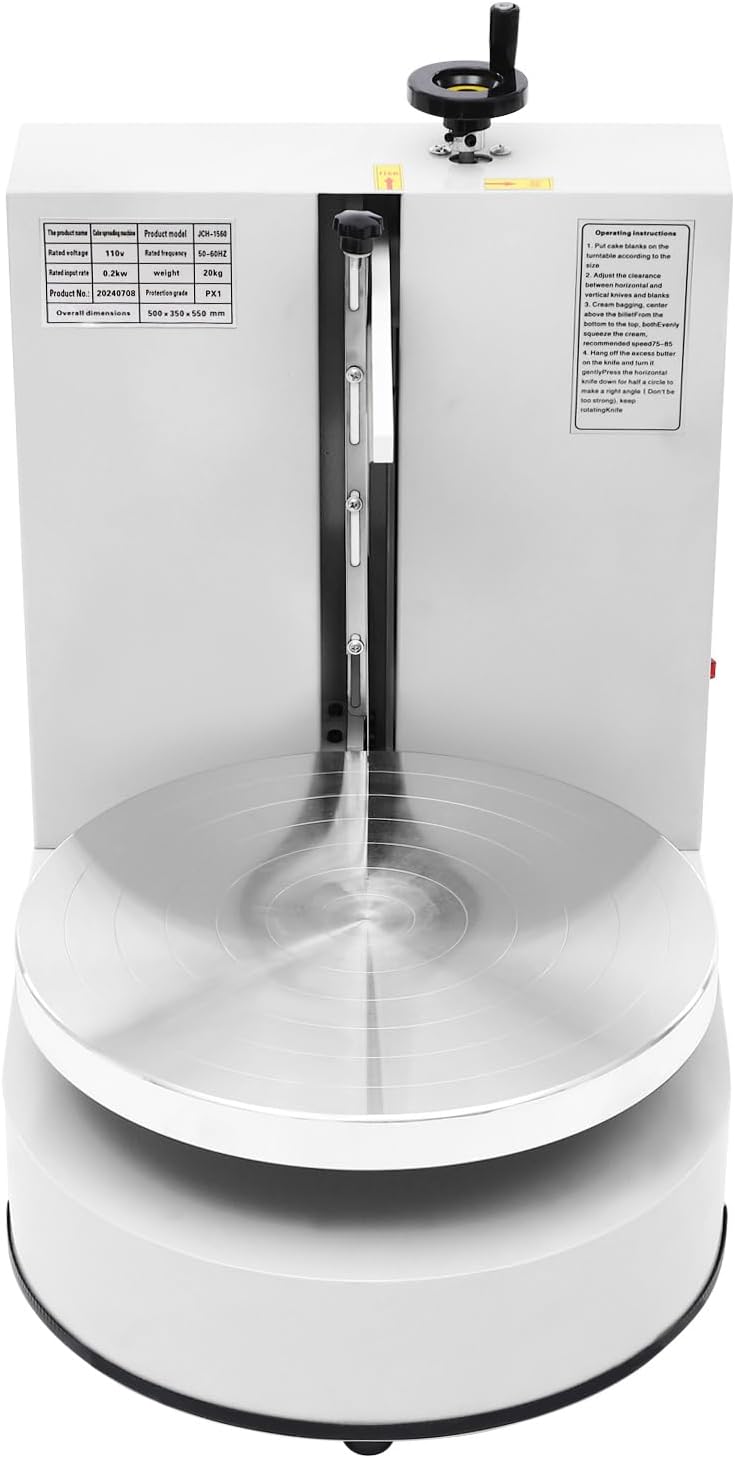 Automatic Cake Decorating Machine, Electronic Cream Coating Spreading Smooth Machine with Graduated Scraper 30-200RPM Rotating Speed,Cake Bread Spreader Machine for 4-12inch Cakes,White
