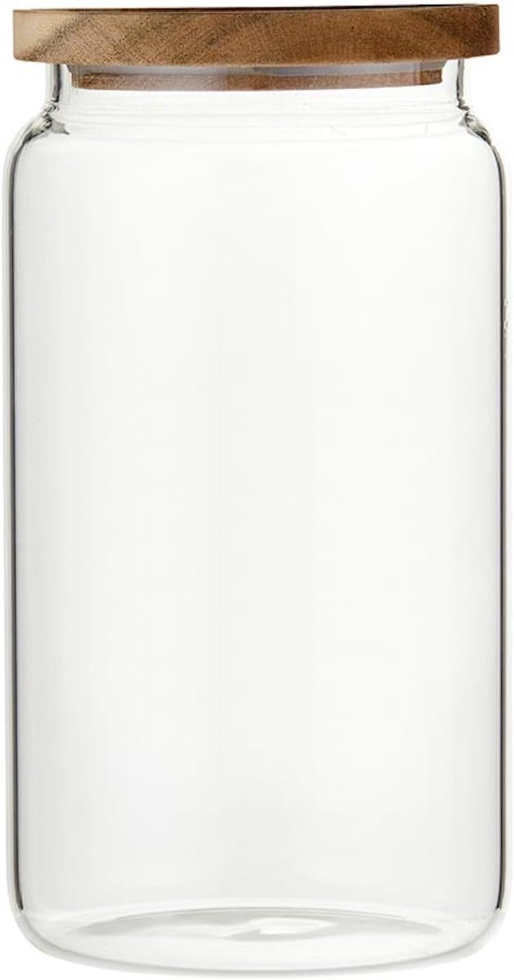 Santa Barbara Design Studio Coffee Bar Gifts Glass Coffee Canister with Wood Lid, 84-Ounce, Clear