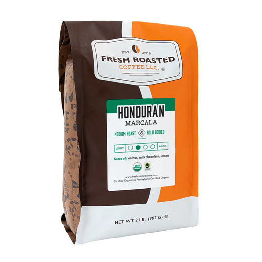 Fresh Roasted Coffee, Organic Honduran Marcala | USDA Organic, 100% Single Origin, Kosher | Medium Roast 2 lb (32 oz) Whole Bean