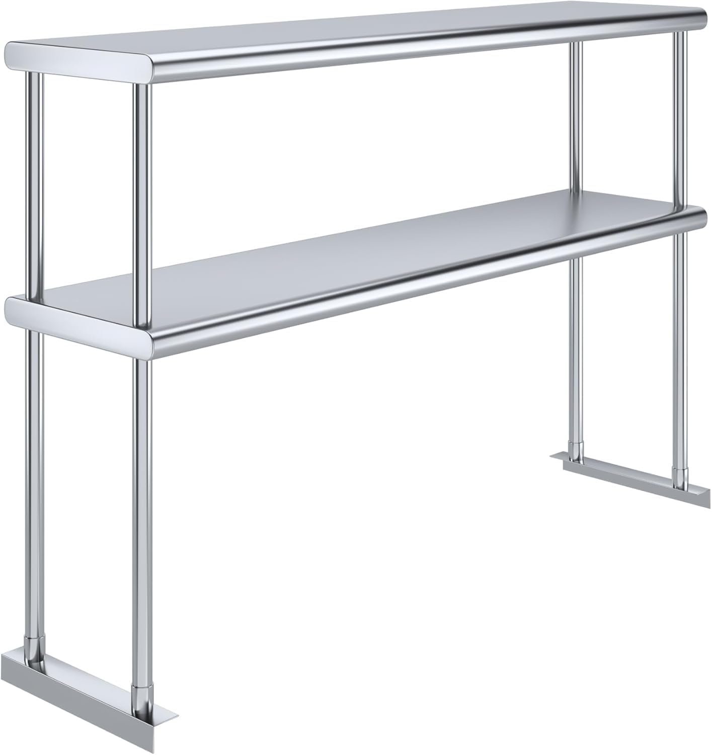 NSF Certified 18 Gauge Heavy Duty Stainless Steel Double overshelf with Brackets for Kitchens, Utility Rooms, Storage, Offices & Home
