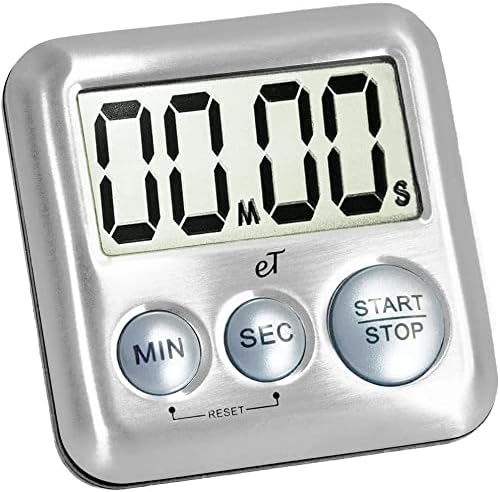 Elegant Digital Kitchen Timer Stainless Steel - Variety 8 Pack - Strong Magnet - Loud Alarm - Large Display - Auto Memory - Auto Shut-Off - (2 Each Silver, Lime, Plumberry, Charcoal 8-Pack)