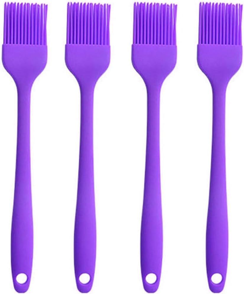 Silicone brush, Oil Brush for BBQ Kitchen Cooking Baking and Grilling (4 PCS,purple)