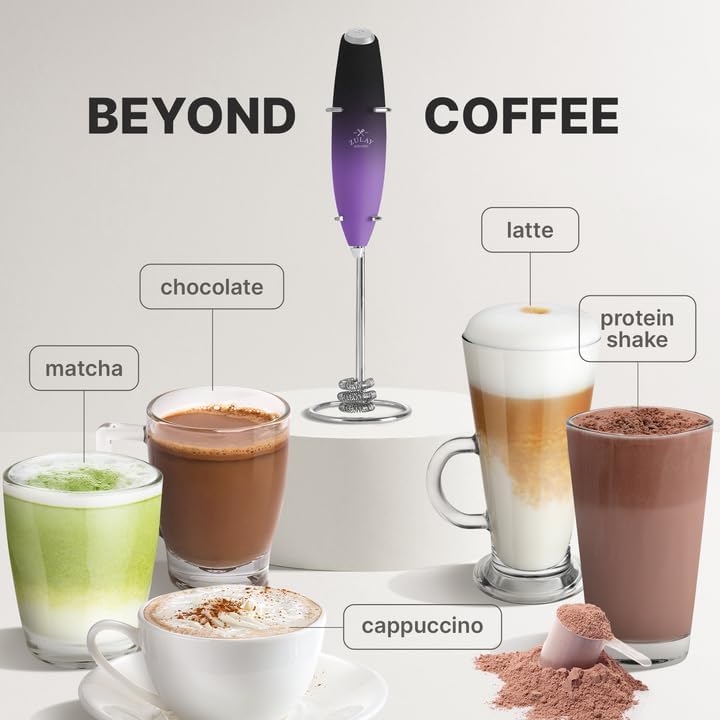 Zulay Kitchen Milk Frother with Patented Tornado Triple Whisk – Handheld Foam Maker for Coffee, Lattes, Matcha & Hot Chocolate – Rich, Creamy Froth in Seconds -