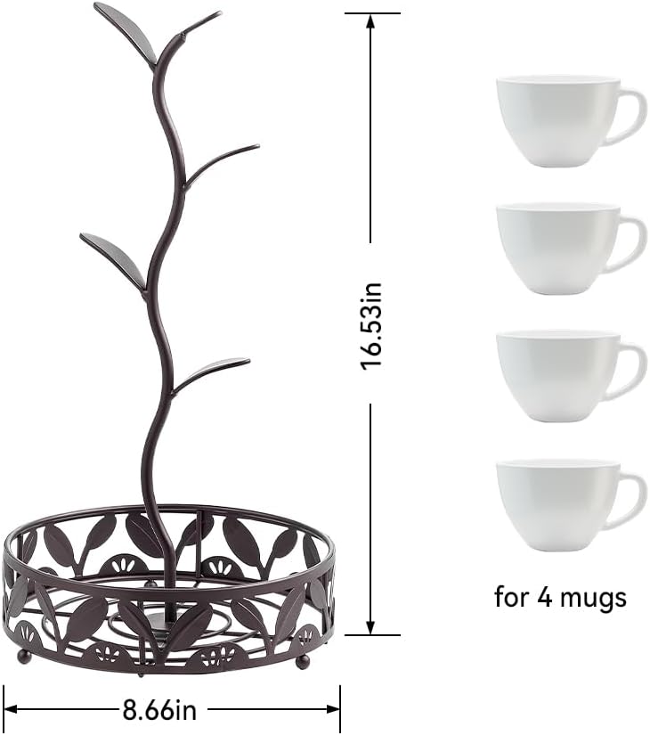 Simcat Mug Holder, Coffee Mugs/Tea Cup Storage Rack Stand, Countertop Mug Tree,Upgraded Stable Mug Stand for Kitchen Counter Cabinet Cafe Black Brow