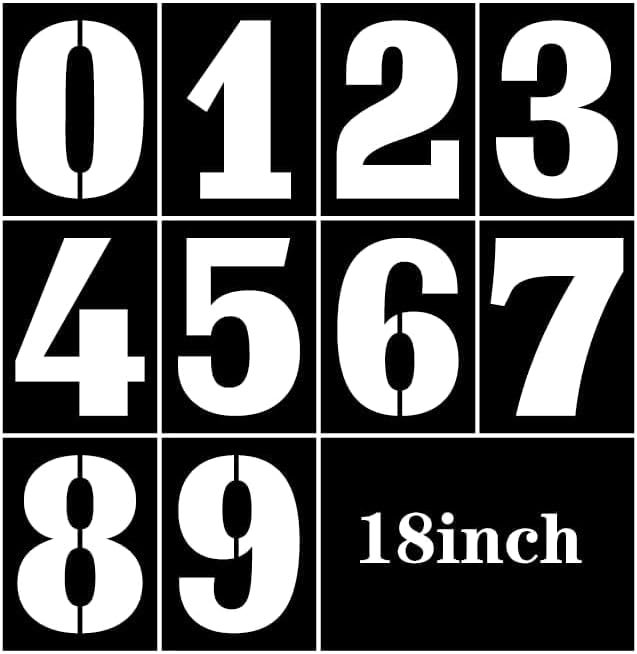 18 Inch Number Stencils Set, Large 0-9 Plastic Address Number Stencils Reusable Cake Digital Templates for Painting on Wall,Wood,Parking Lot,Mailbox and DIY Art Projects
