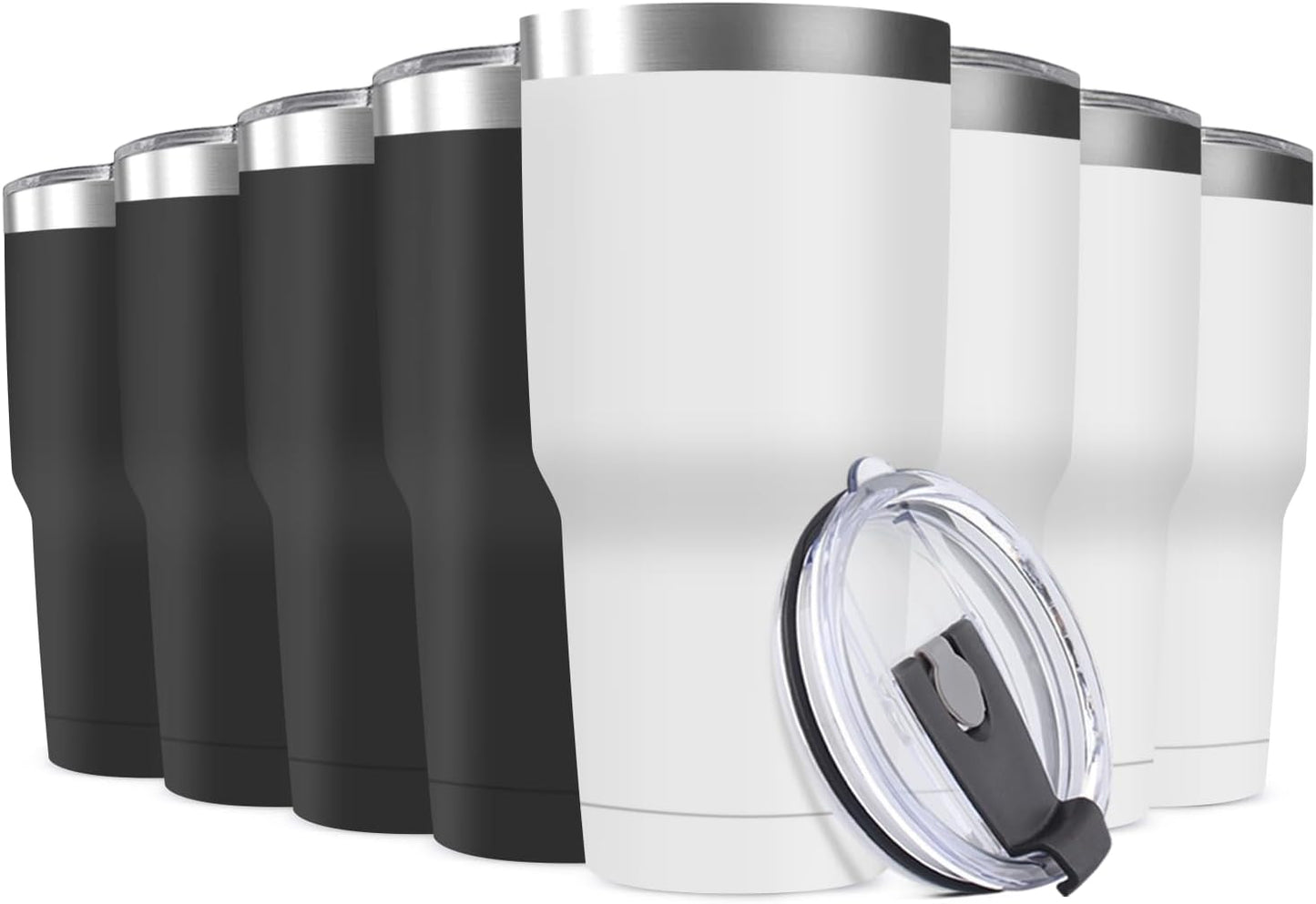 30oz Stainless Steel Travel Mug with Lid, 8 Pack Double Wall Vacuum Insulated Bulk Tumbler, Powder Coated Coffee Cup Suitable for Vehicle Cup Holders