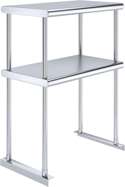 NSF Certified 18 Gauge Heavy Duty Stainless Steel Double overshelf with Brackets for Kitchens, Utility Rooms, Storage, Offices & Home