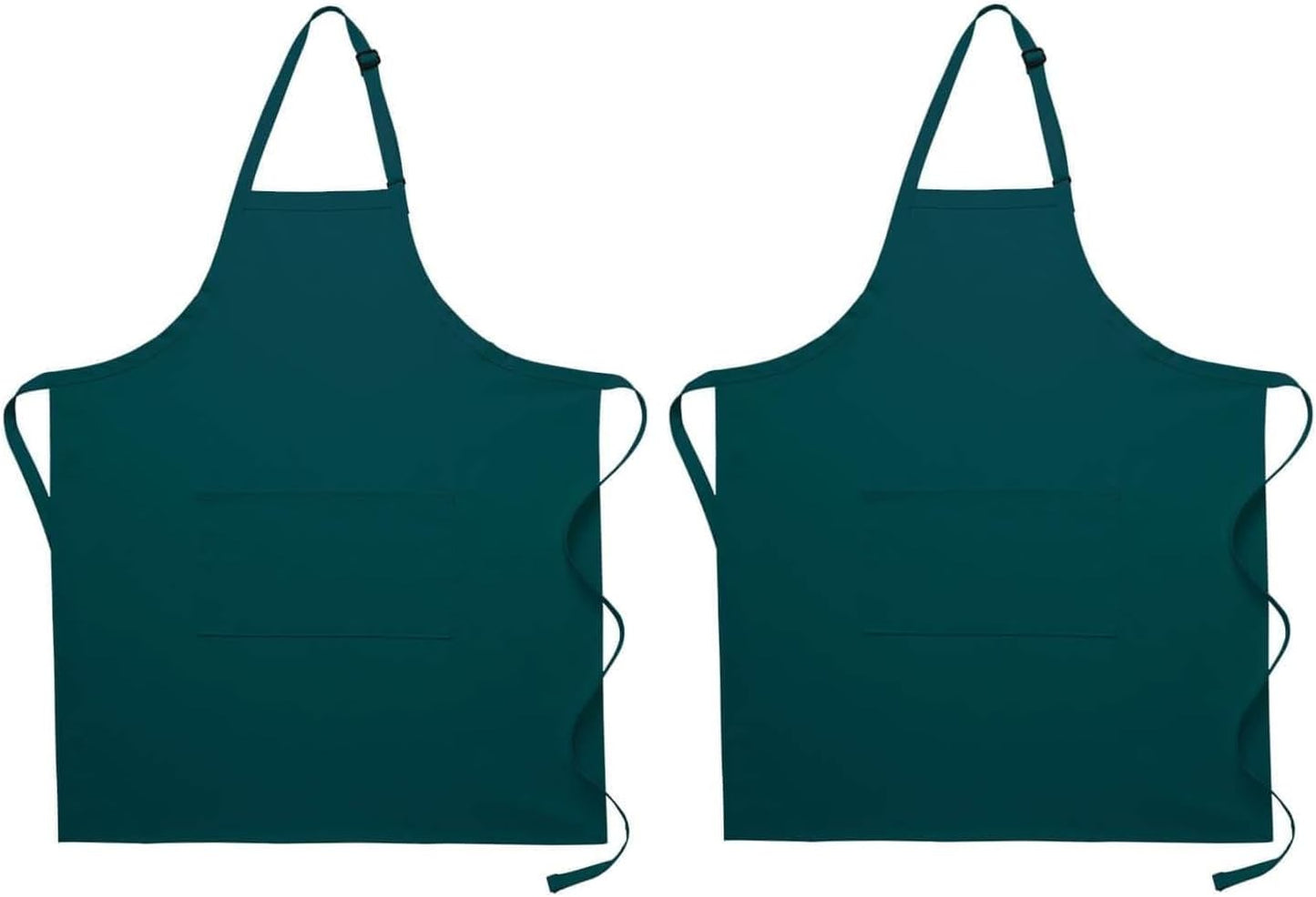 Pomp 2 Pack Premium Bib Aprons | Adjustable Neck + 2 Pockets | Water + Oil Resistance | Men & Women's Kitchen Cooking Aprons