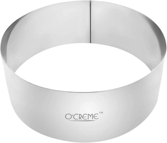 O'Creme Cake Ring Sturdy Stainless Steel Round Mousse Cake Ring Mold for Baking, Dessert Cake Decorating Pastry Rings 7 Inch Diameter x 3 Inch High