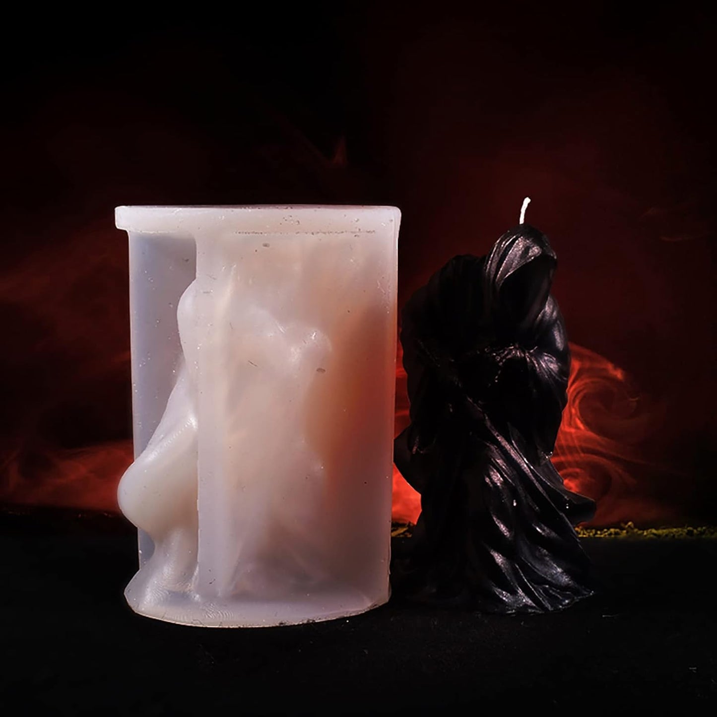 4 Inch Shadow Man Candle Skull Head Resin Mold - Resin Casting Silicone Molds for Home Decor & Candle Making Wave Spiral Mold