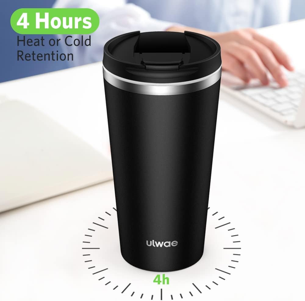 Insulated Coffee Mug with Ceramic Coating, 18oz Travel Mug with Leak-proof Lid, Vacuum Double-wall Tumbler, Stainless Steel Thermal Cup for Tea, Hot Cocoa, Cold Beverage, Ice Drinks