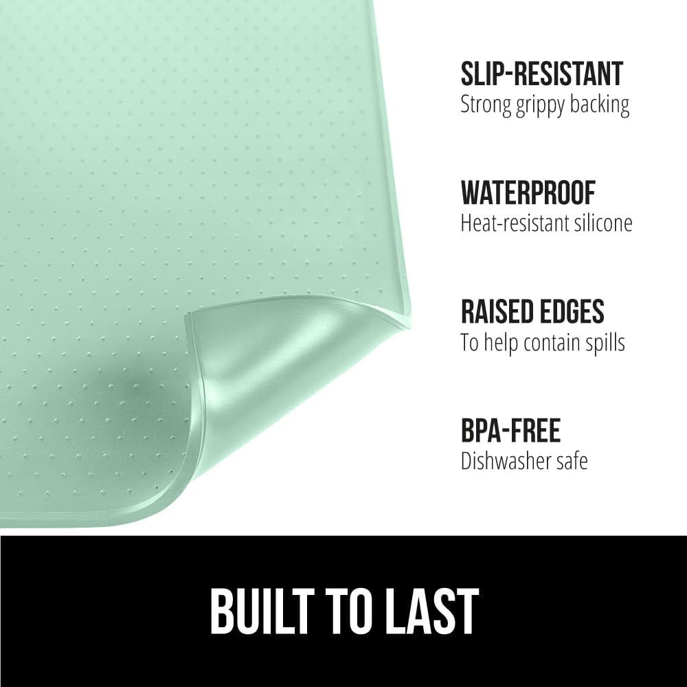 GORILLA GRIP Silicone Coffee Mat, 15x23, Espresso Drink Bar Station Accessories, Waterproof Heat-Resistant Dish Drying Mats, Stay in Place on Kitchen Counter, Home Kitchen Décor Essentials, Mint