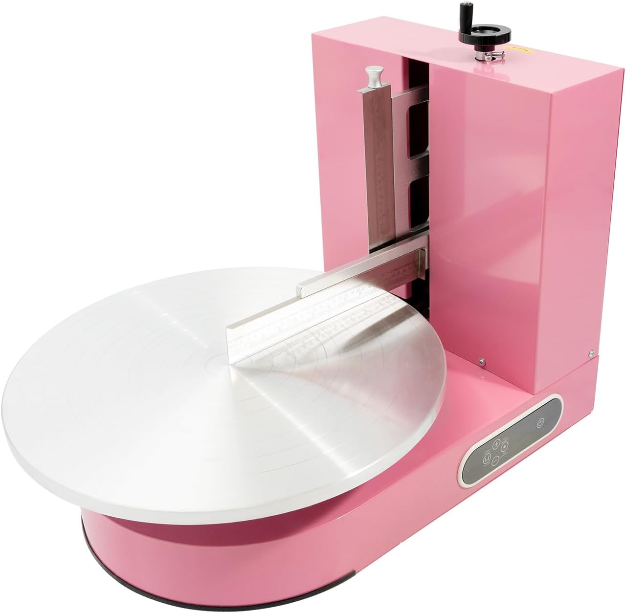 Automatic Cake Decorating Machine, Electronic Cream Coating Spreading Smooth Machine with Graduated Scraper 0-320RPM Rotating Speed,Cake Bread Spreader Machine for 4-16inch Cakes,Pink