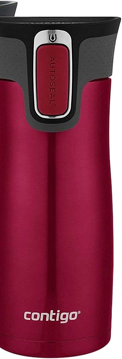 Contigo West Loop Stainless Steel Vacuum-Insulated Travel Mug with Spill-Proof Lid, 16oz 2-Pack, Very Berry & Steel Colors, Keeps Hot to 5h & Cold to 12h