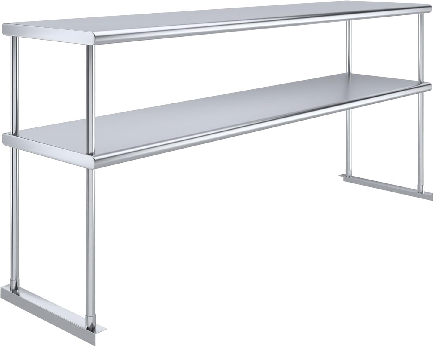 NSF Certified 18 Gauge Heavy Duty Stainless Steel Double overshelf with Brackets for Kitchens, Utility Rooms, Storage, Offices & Home