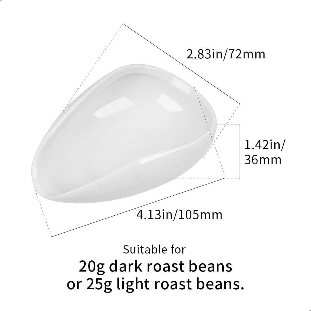 watchget Ceramic Coffee Dosing Cup & Tea Storage Tray, Single Dose Measuring Container for Coffee Beans & Loose Leaf Tea Dosing Vessel, White