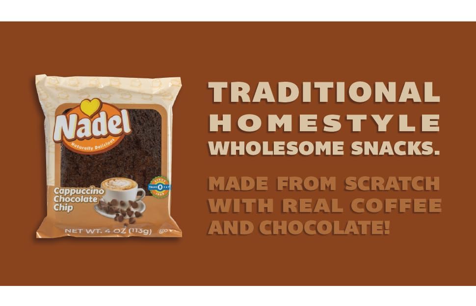 Nadel - Naturally Delicious Sweet Breads Variety Pack (Banana Walnut, Cappuccino Chocolate Chip, Carrot Walnut, Zucchini Walnut). (24 Pack, 6 Breads Per Flavor)