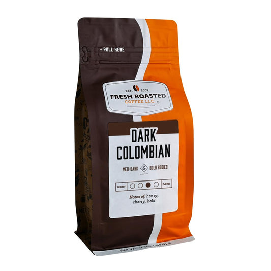 Fresh Roasted Coffee,100% Dark Colombian, 12 oz, Med-Dark Roast, Whole Bean, Kosher