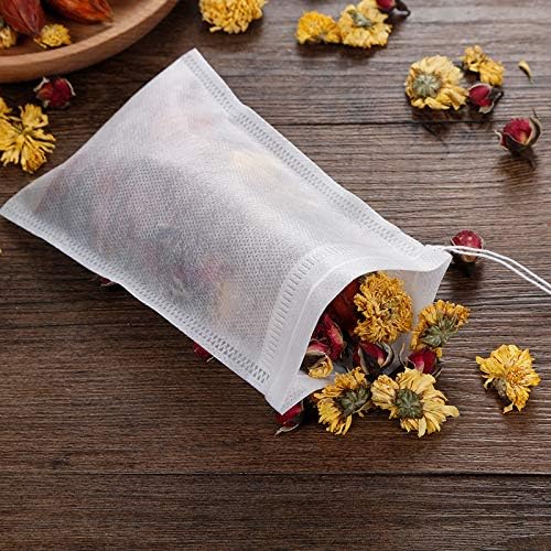 200 Pcs Disposable Tea Bags for Loose Leaf Tea, Empty Tea Bags for Loose Tea with Drawstring, Natural Tea Filter Bags for Loose Tea