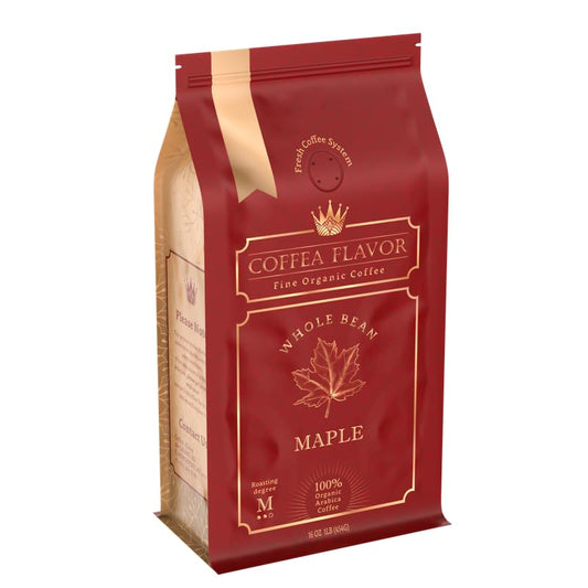 Maple Flavored Whole Bean Coffee – 100% Arabica, Single Origin, Medium Roast, USDA Organic, Naturally Sweetened – by Coffea Flavor