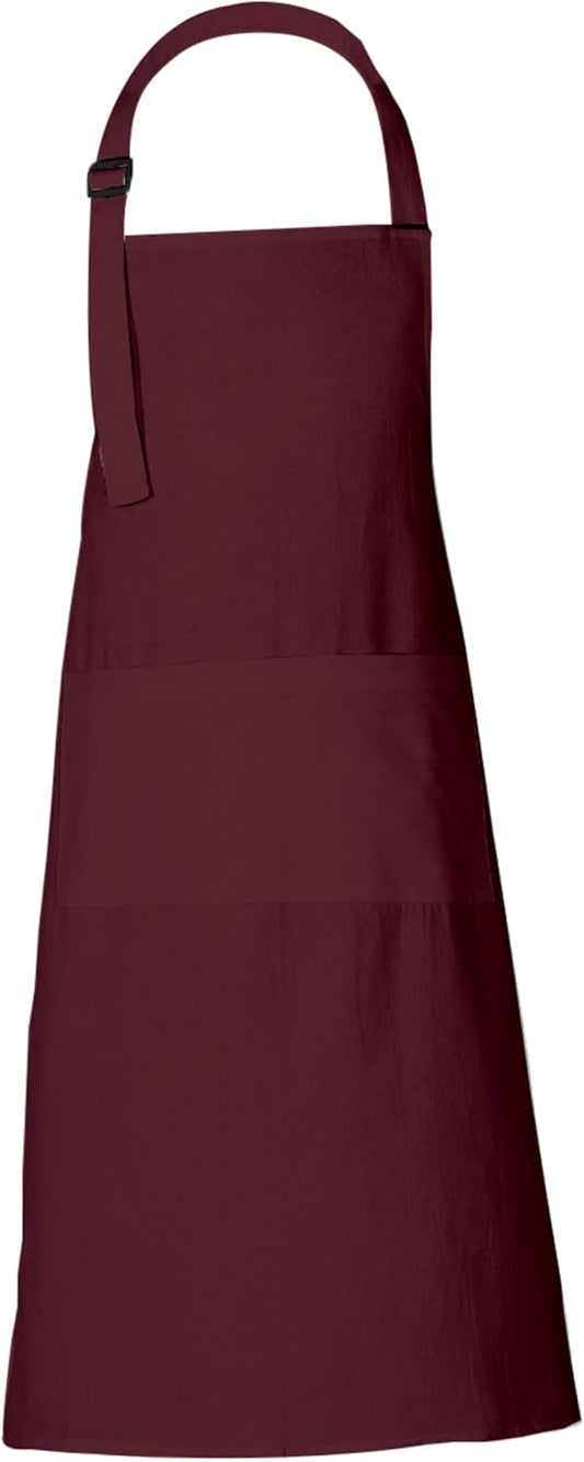 RAJRANG 100% Cotton Cooking Apron with 3 Pockets Kitchen Chef BBQ Adjustable Bib Aprons for Women Men