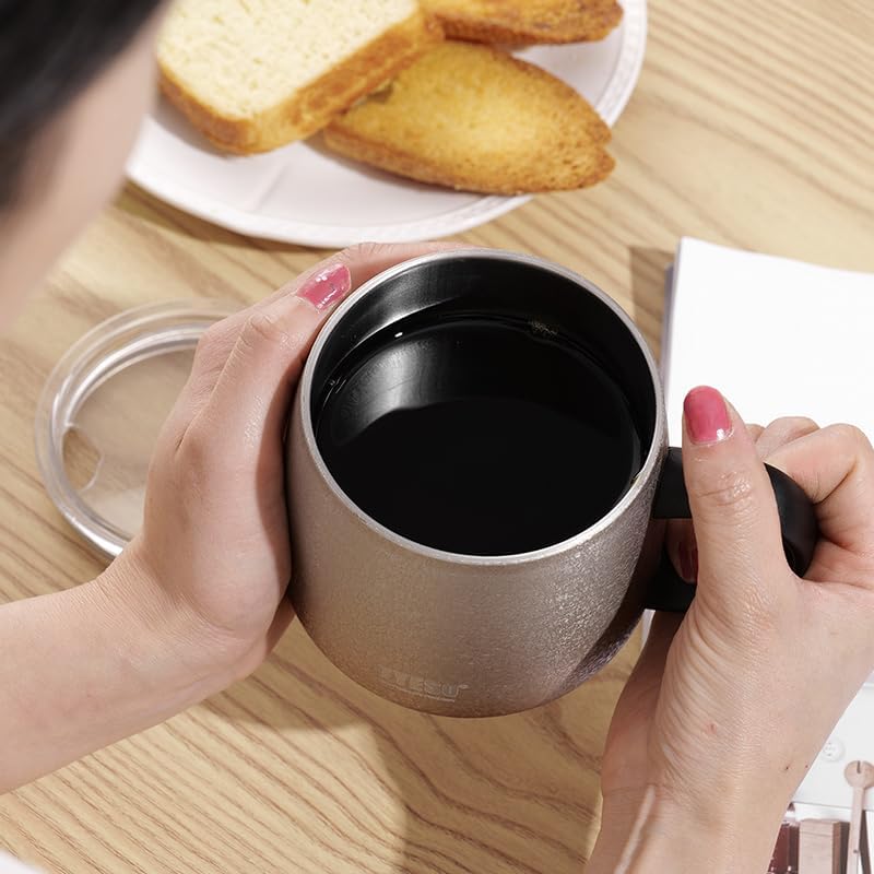 TYESO Office Coffee Mug,Vacuum Insulated Mug Double Wall Stainless Steel Cup (Purple, 12 oz)