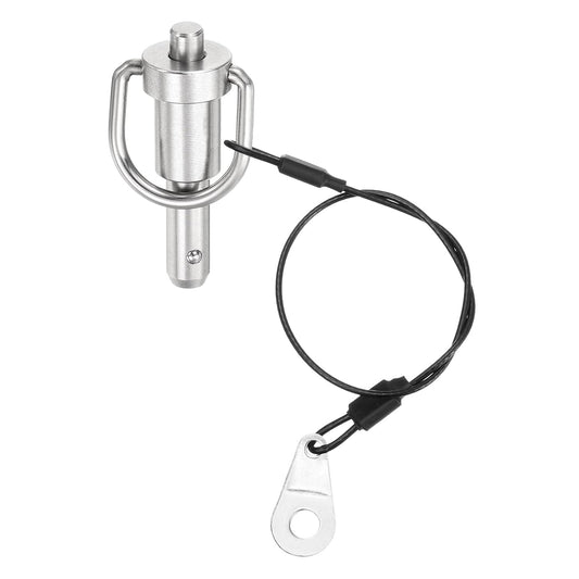 uxcell 1 Pcs Quick Release Pin, 5/16" x 0.5"(Dia. x L) Push-Button Ball Locking Pin 304 Stainless Steel Ring Handle Locking Pin with Wire for Audio Bimini Top Marine, Silver