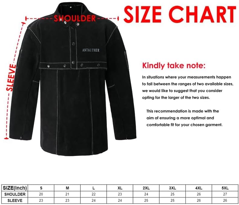 ANTAITHER Leather Welding Jacket with Open Back, Bib Apron with Cape Sleeve, Heat Flame Resistant Welder Coat