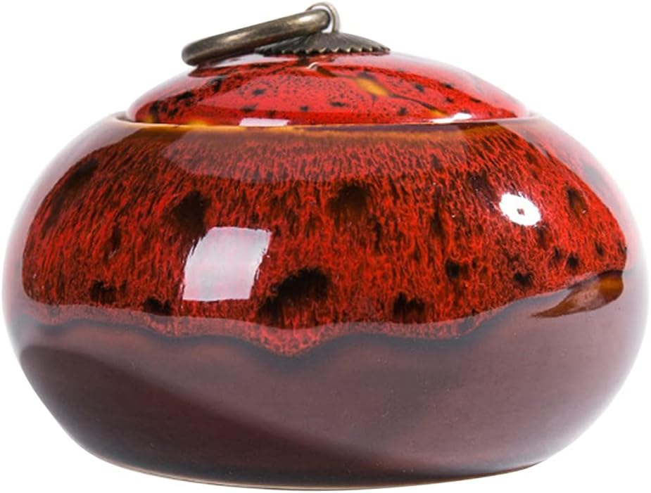 Ceramic Storage Jars, Exquisite Glaze Food Canisters for Kitchen Spice Storage,Tea Caddy Storage,Coffee Jar,Condiment Jar with Seald Lid (Red B)