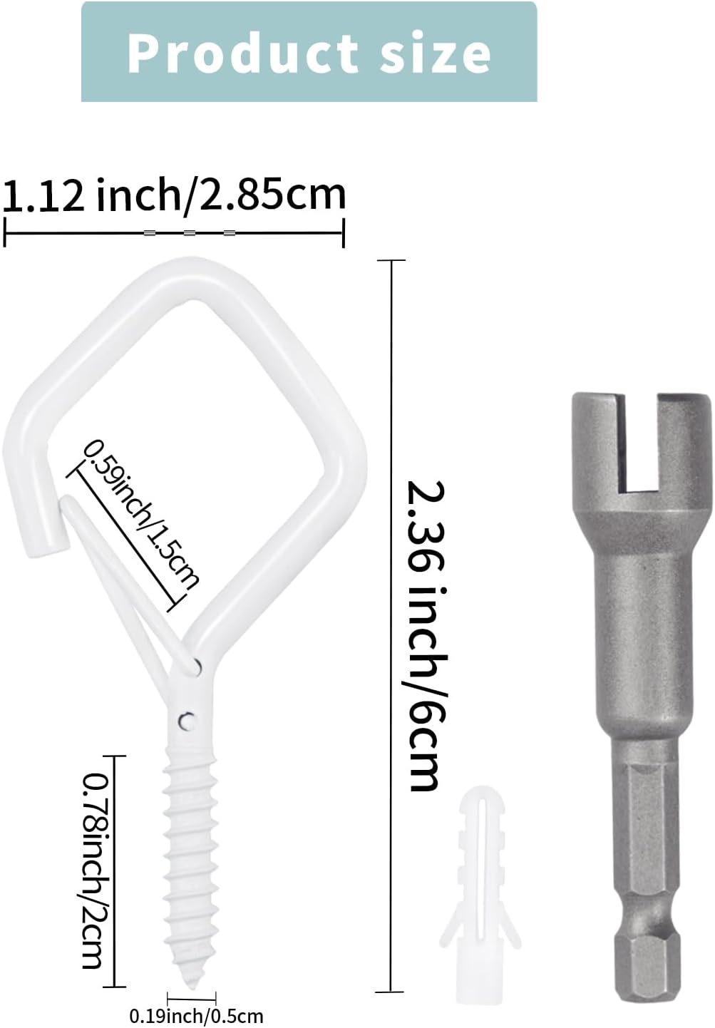 50 PCS White Eye Screw Hooks for Hanging Heavy Duty with Safety Buckle.Metal Ceiling Hooks for Hanging Plants Cup Wind Chime Bird Feeders Patio Lights at Indoor&Outdoor