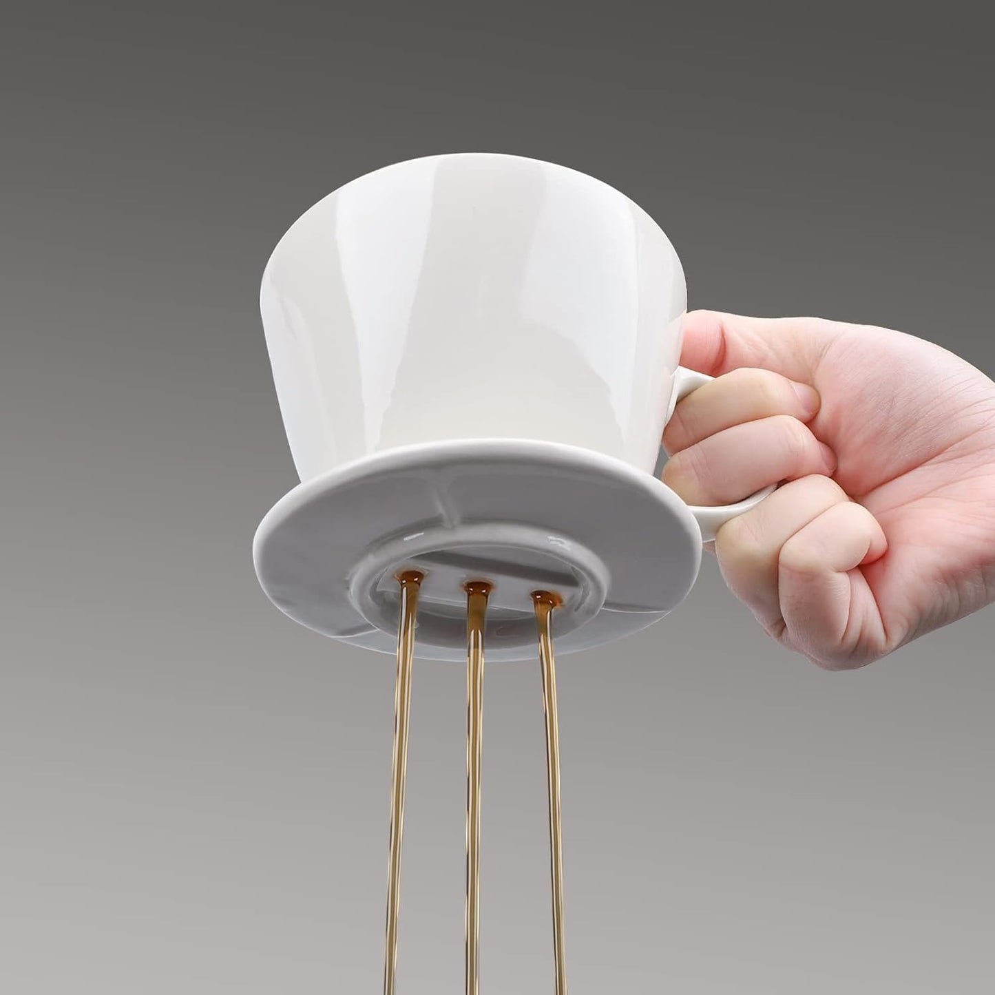 Segarty Pour Over Coffee Maker, Single Cup White Ceramic Coffee Dripper, Size No.2 Reusable Filter Cone Drip Holder Slow Brewer with 3 Holes Flat Bottom for Home, Office, Travel, Camping