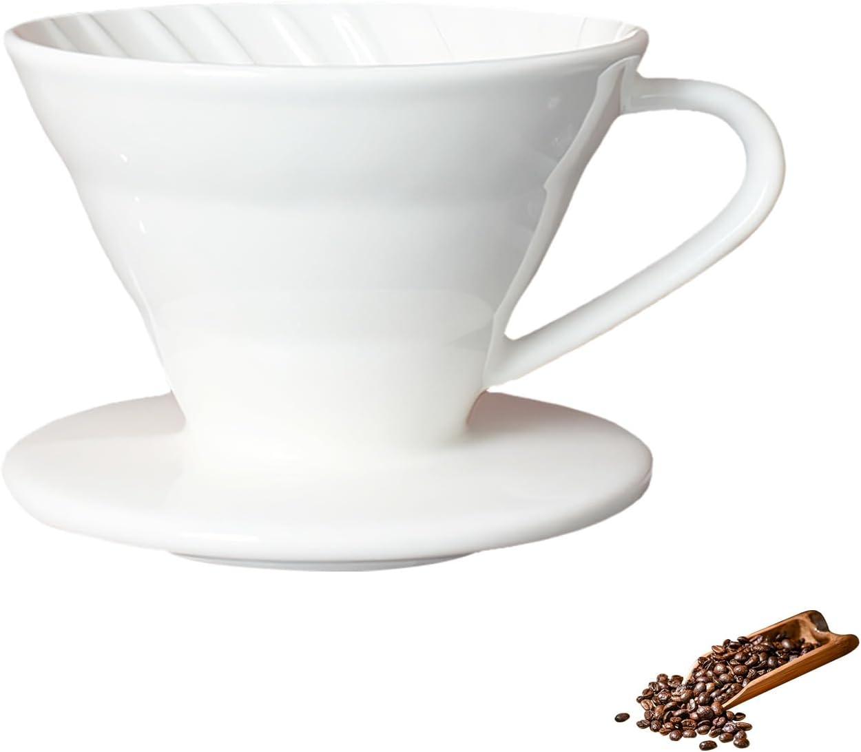 Pour Over Coffee Maker, Single Cup Coffee Dripper, Manual Porcelain Slow Brewing Accessories for Travel, Camping, Office, Home, Cafe, Coffee Gifts (White, Small,1-2Cups)