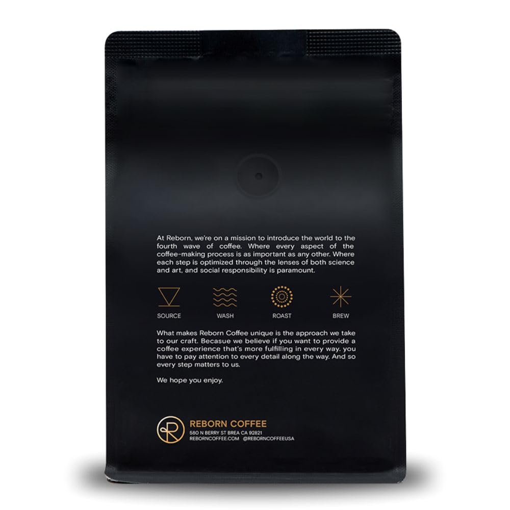 Reborn Coffee Specialty Whole Bean Coffee, Medium Roast, 12 Ounce, Ethiopia Abana Estate Sulladjah, Flavor Notes of Chamomile, Pomegranate, Peach, and Sweet Finish
