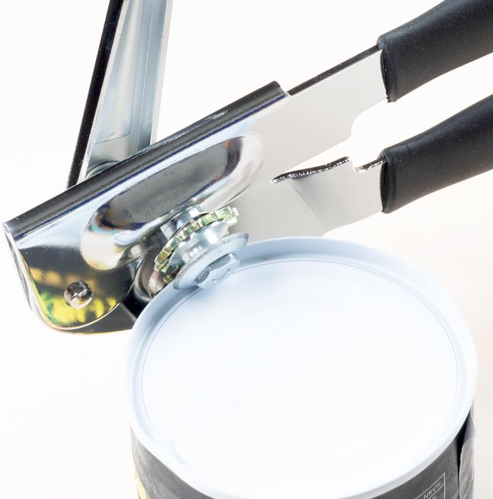 Manual Can Opener,Commercial Heavy Duty Can Openers with Easy-Turn Crank,Ergonomic Long Rubber Handle for Seniors