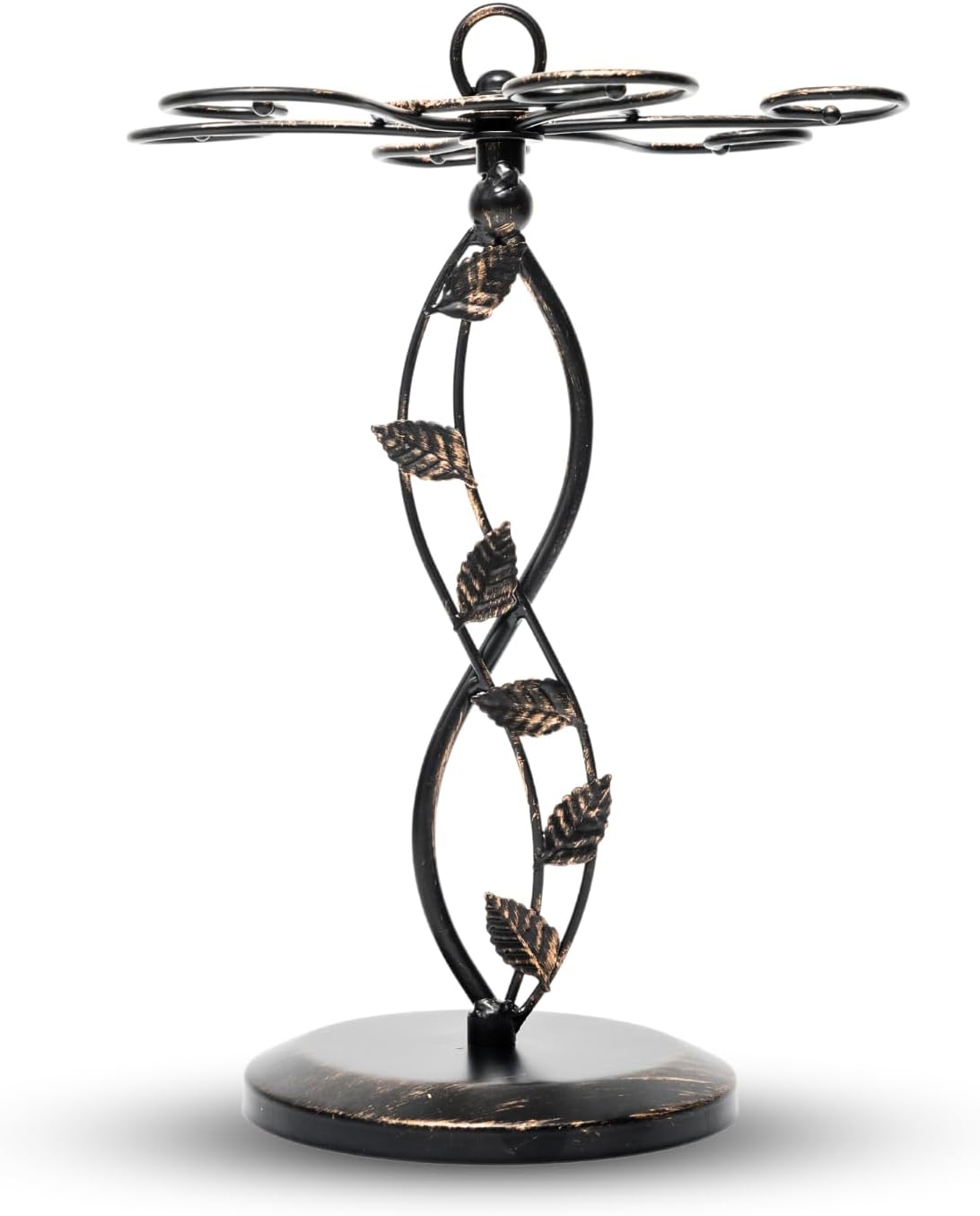 Wine Glass Rack – Elegant and Vintage-Inspired Wine Glass Holder for 6 Tall Glasses – Beautiful Leaf Design Wine Racks Countertop – Durable Metal Wine Glass Storage Rack – 9.5 x 9.5 x 13-inch