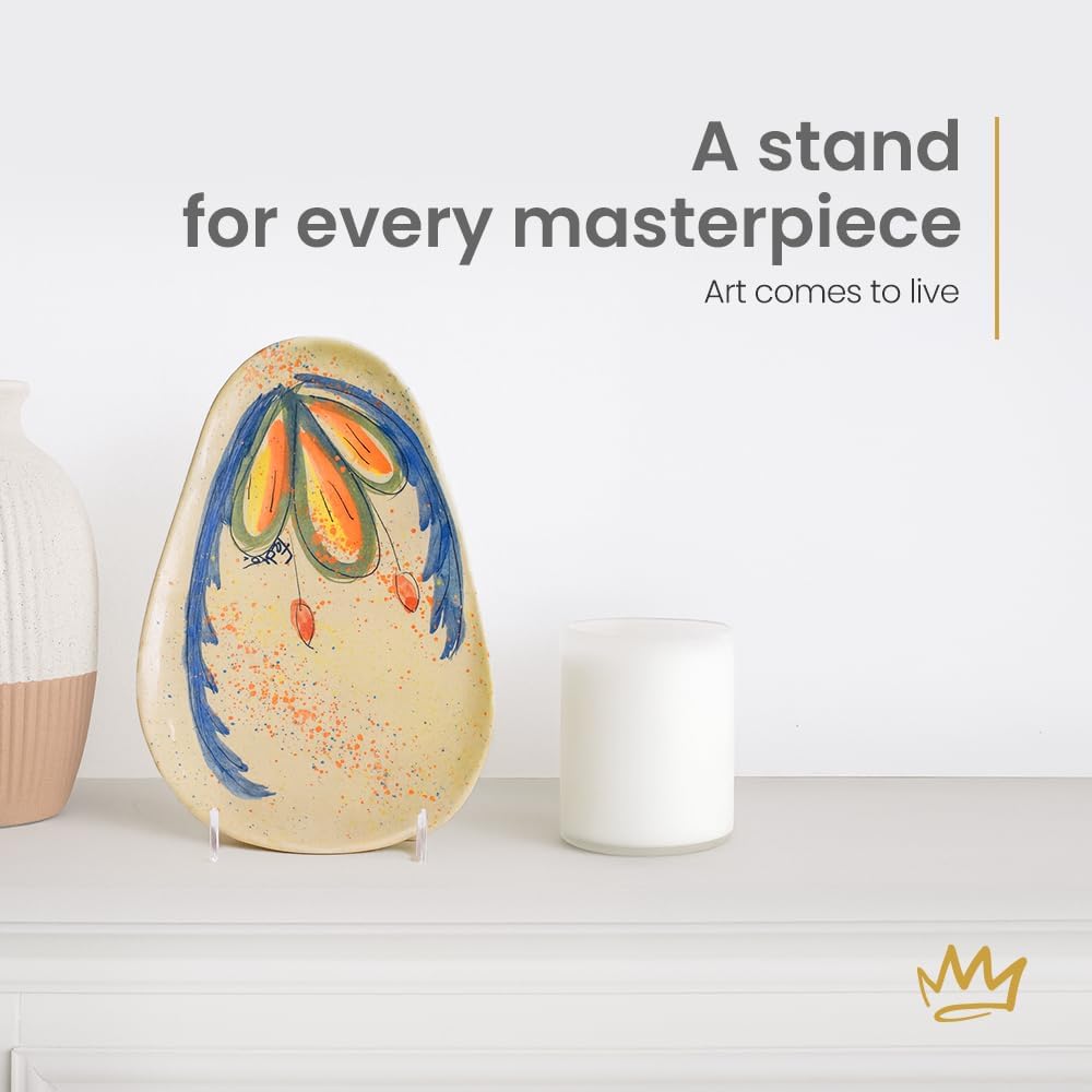 KINGDOM SOLUTIONS MADE IN USA 12-Pack Adjustable Acrylic Easels - Plate Stand - Sturdy Book Stand for Art, Pictures, Plates, Frames - Unique on the Market