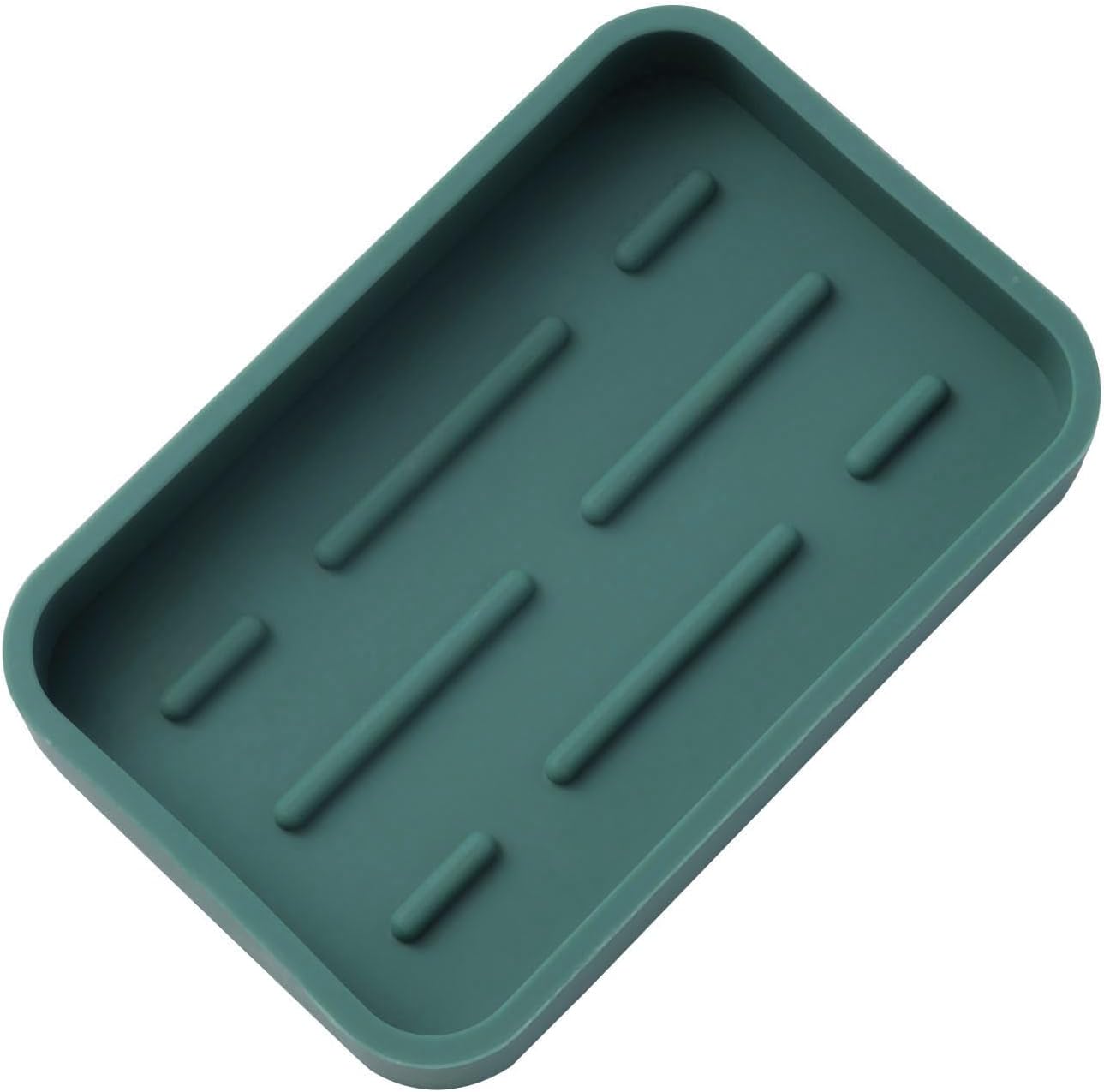 Silicone Kitchen Sink Organizer Tray for Multiple Usage,Easy Clean Sponges Holder for Kitchen Bathroom Counter or Sink,Dish Soap Dispenser,Scrubber,Bottle,Cup Green 4.9”x 3.2”