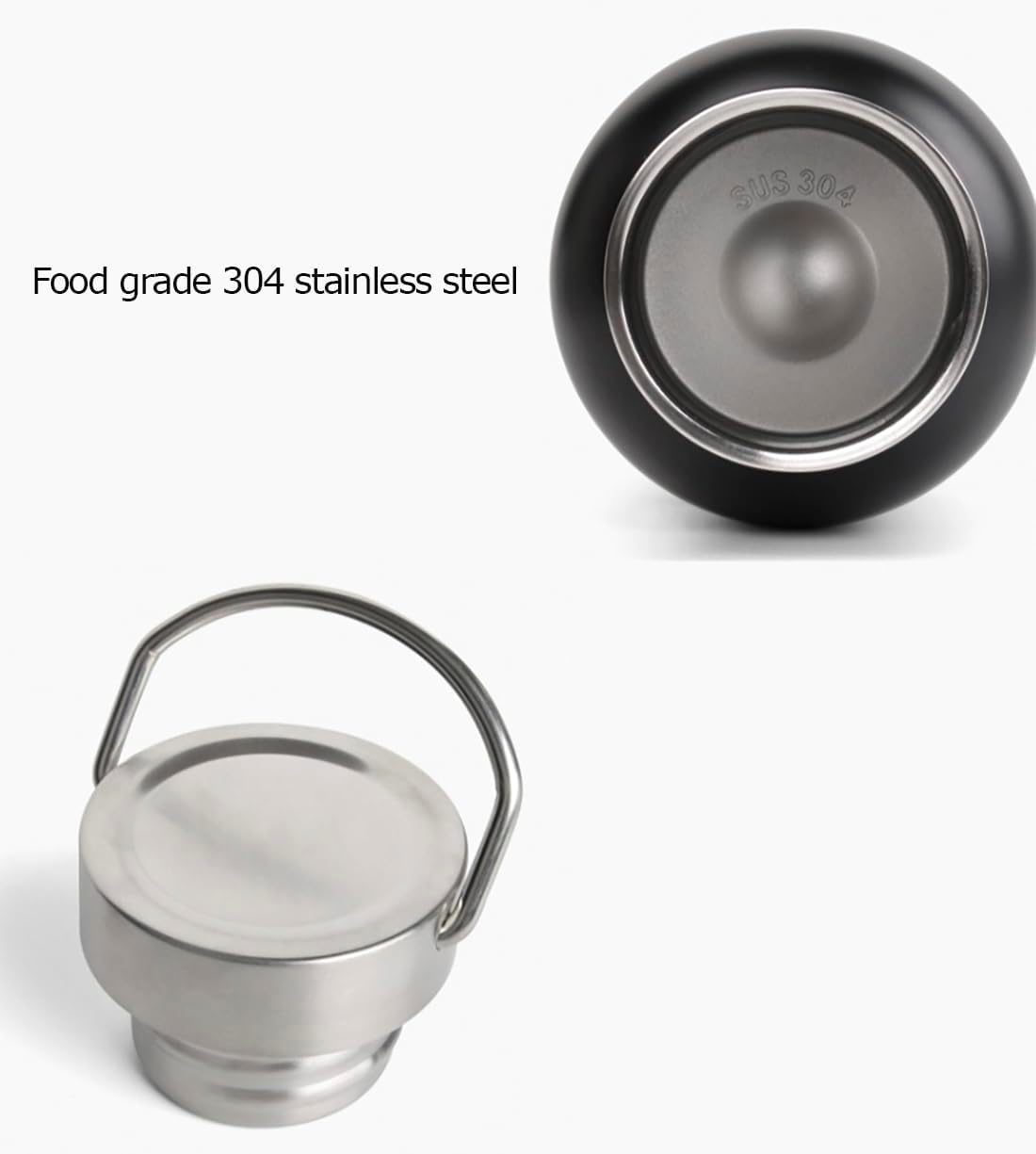 Mother of Pearl Design Stainless Steel Water Bottle 17 oz Leakproof Screw Cap Metal Handle Lid Wide Mouth Double Wall Vacuum Insulated Travel Sport Water Flask Thermo Mug (Crane Pine White)